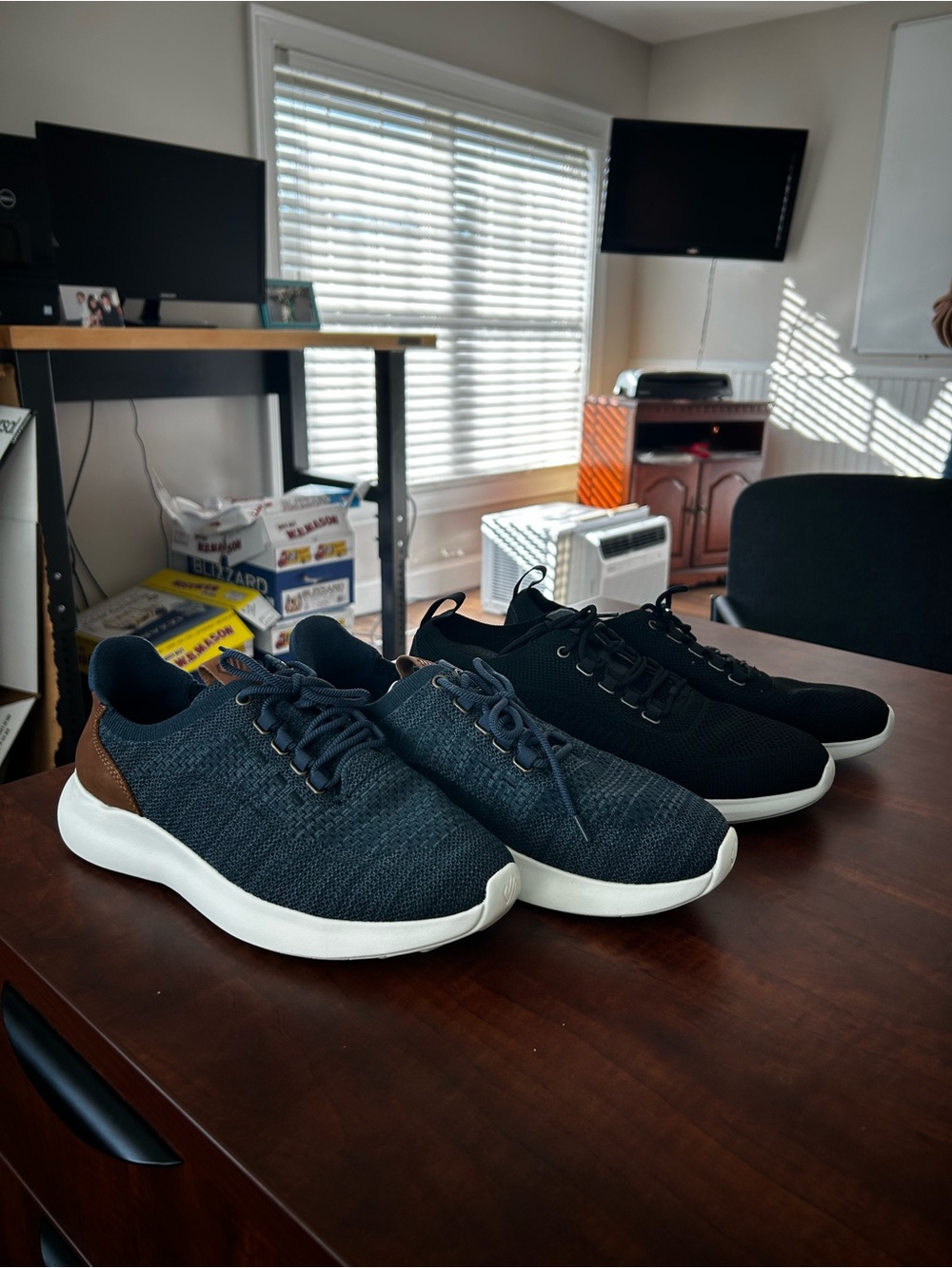 Johnston & Murphy Knit Sneakers - Navy with Brown Accent & Black
